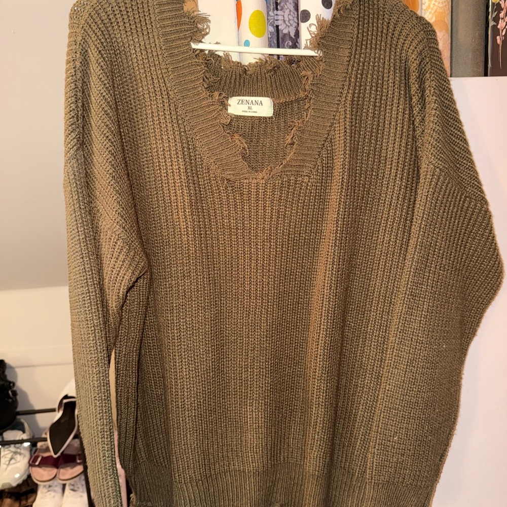 Zenana Outfitters Olive Sweater